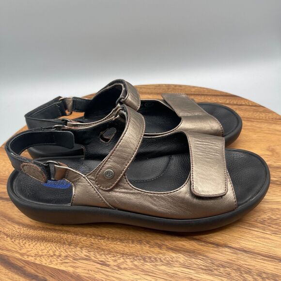 Wolky Rio Sandals Womens Size 42 Leather Metallic Gold Bronze Mary Jane Strappy - Picture 1 of 8